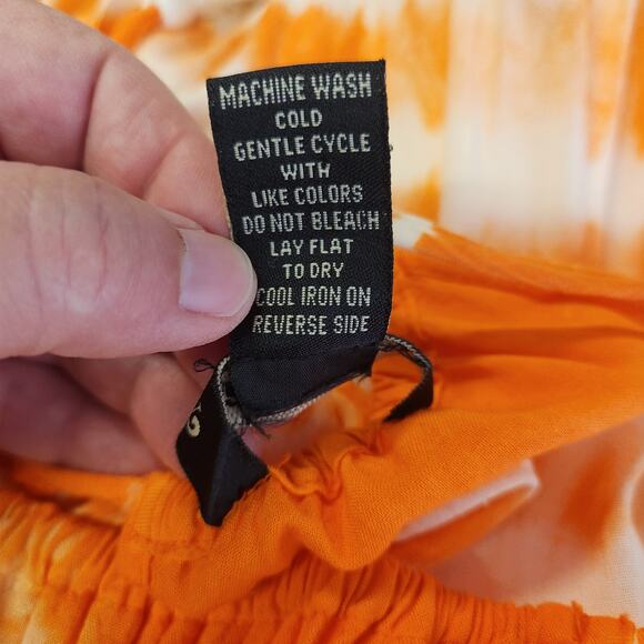 MILLENIUM Sundress Maxi Dress Womens Small S Orange White Tie Dye Tiered Beachy - Picture 5 of 10